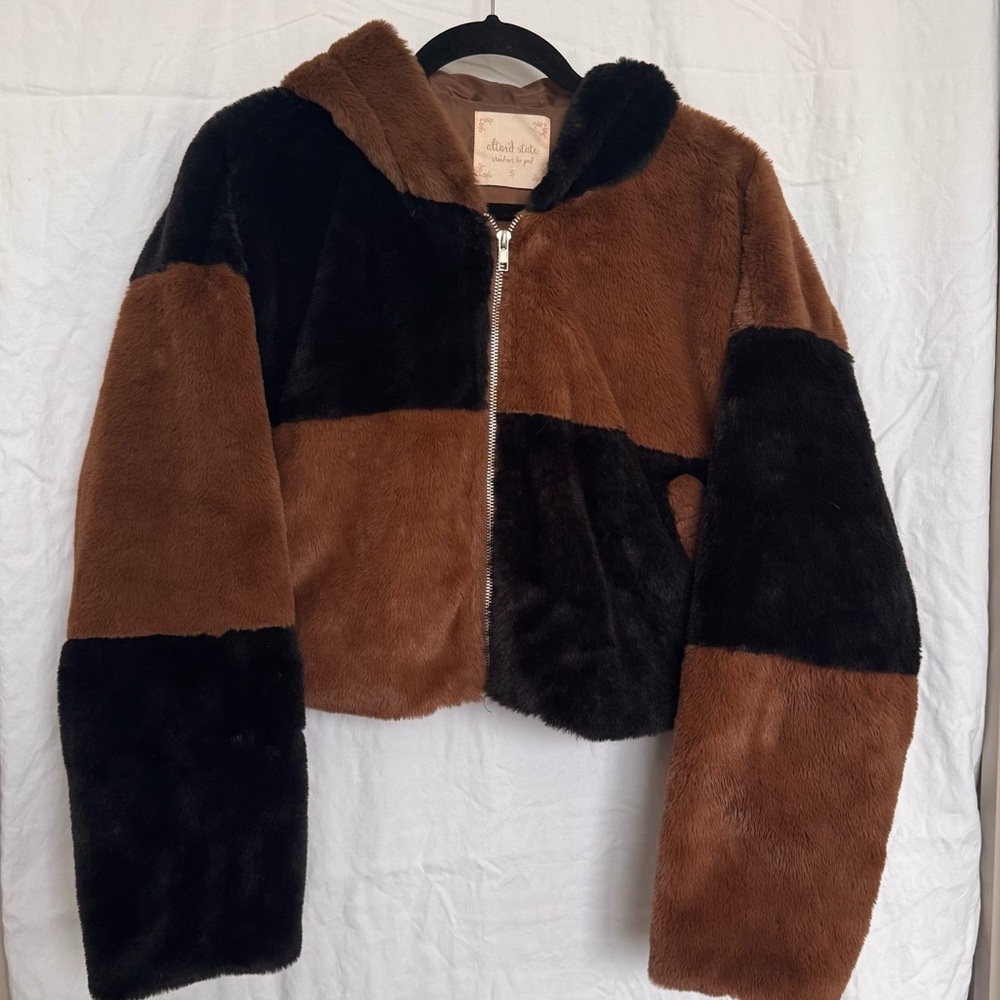 Colorblock Fur Coat